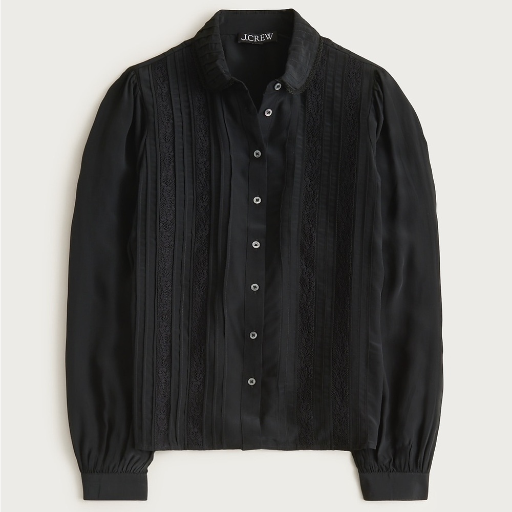J Crew Lace-trim button-up shirt with club collar CP664